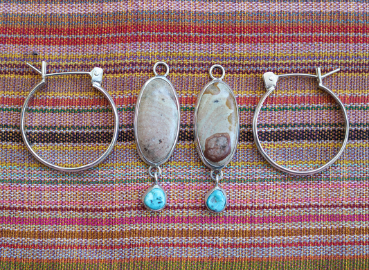 jasper + turquoise hoop earrings