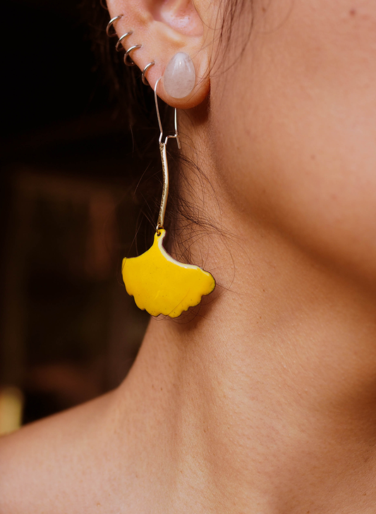 golden ginkgo earrings