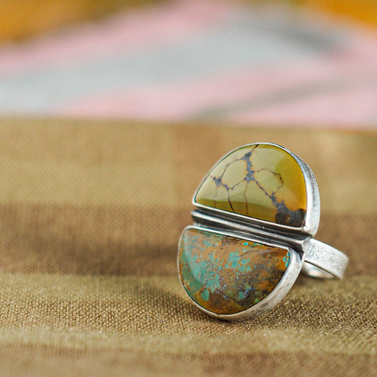 dual turquoise ring - size 7.5