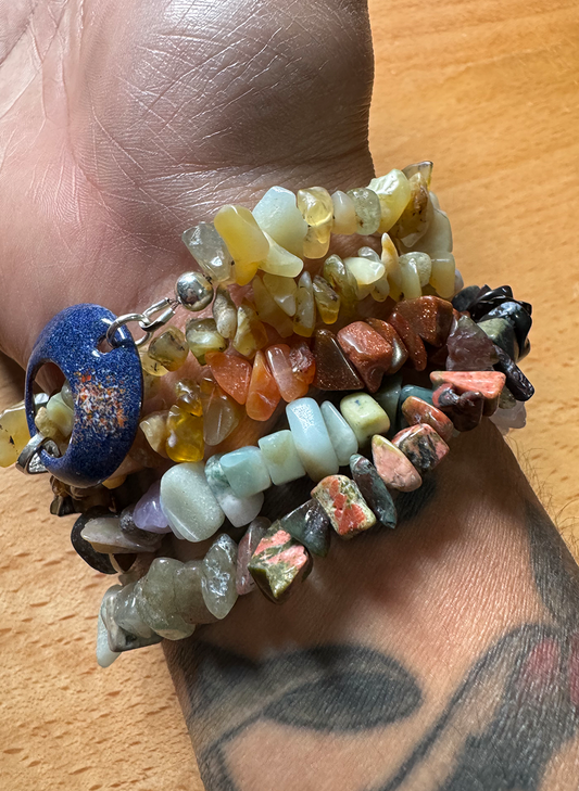 rainbow gemstone wrap necklace/bracelet