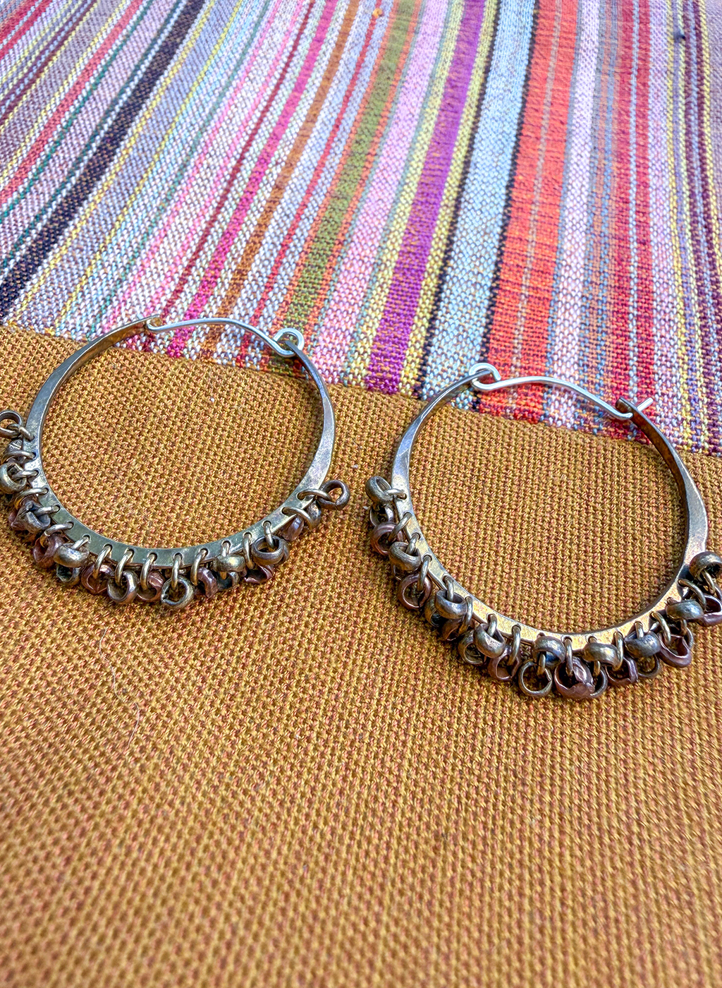 brass + copper beaded hoop earrings