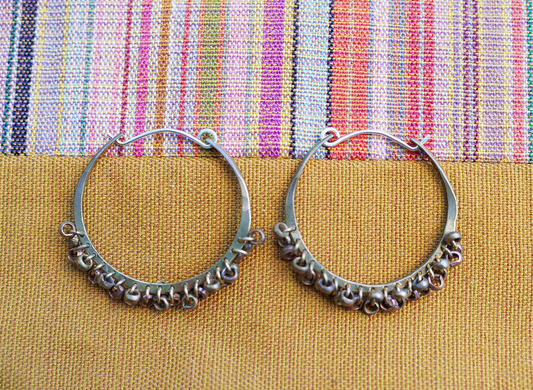 brass + copper beaded hoop earrings