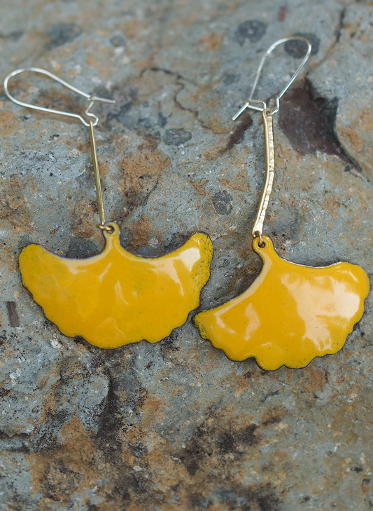 golden ginkgo earrings