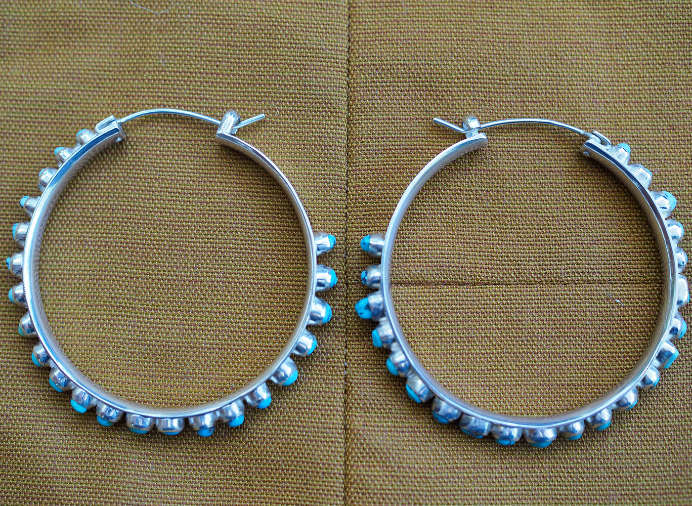 turquoise nugget hoop earrings