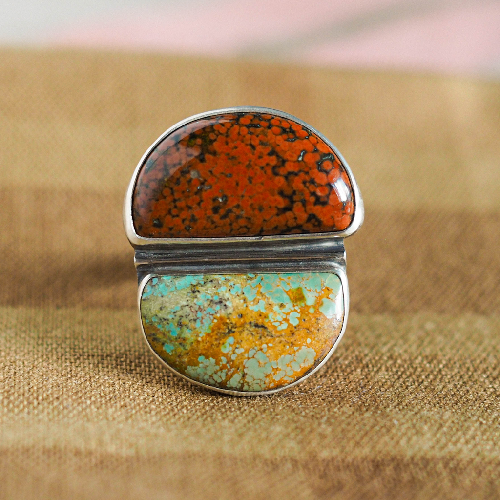 jasper + turquoise ring 1 - size 9.75