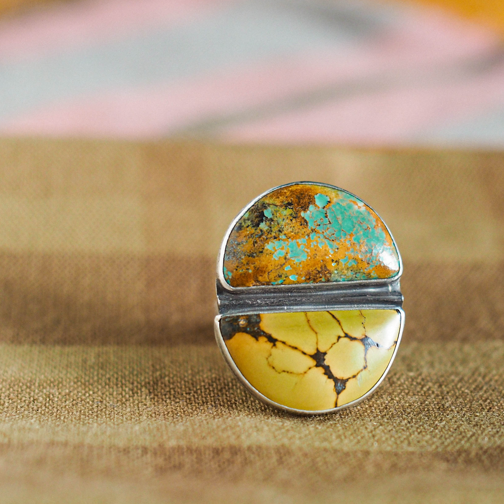 dual turquoise ring - size 7.5