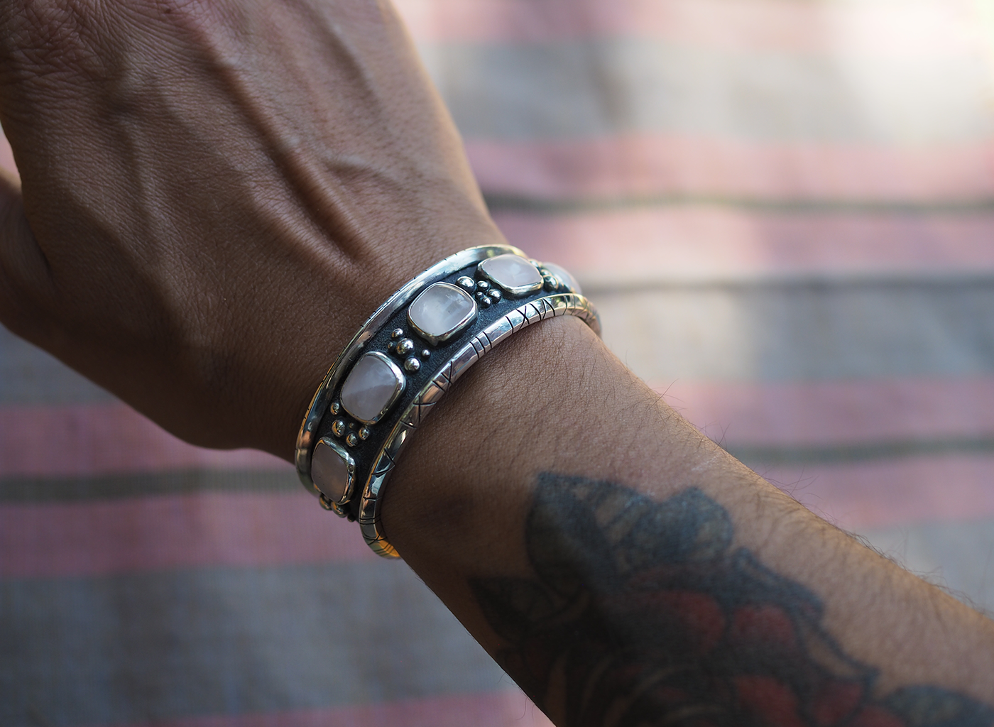 pink punk rock bracelet