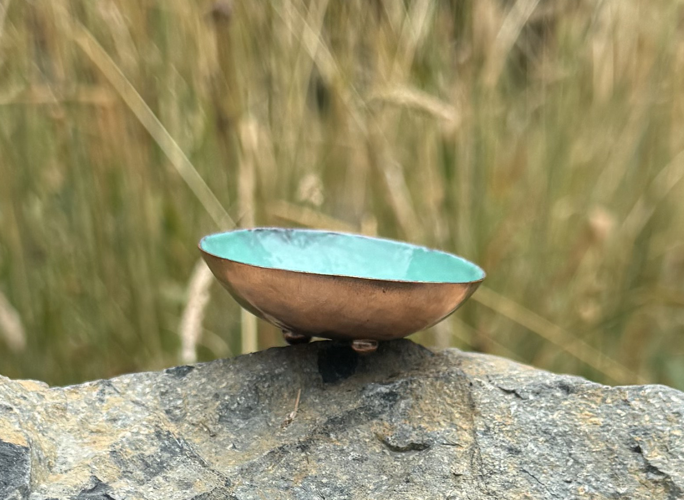 tiny enameled bowl - sea foam green