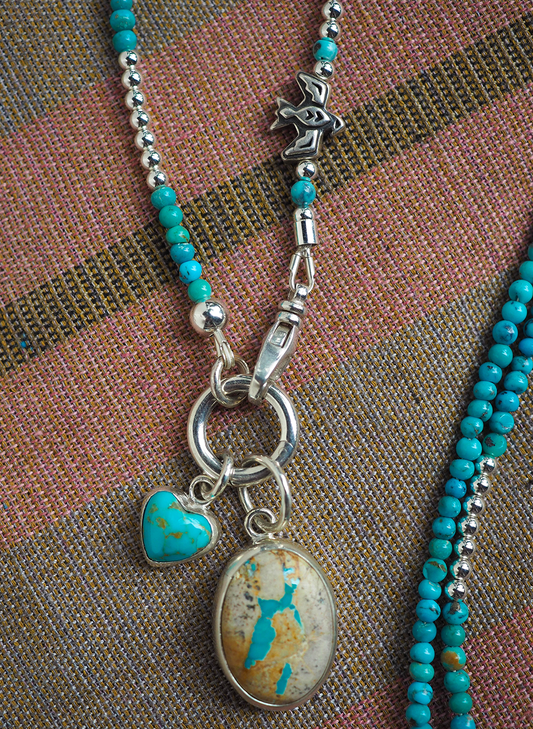 extra-long turquoise charm wrap necklace