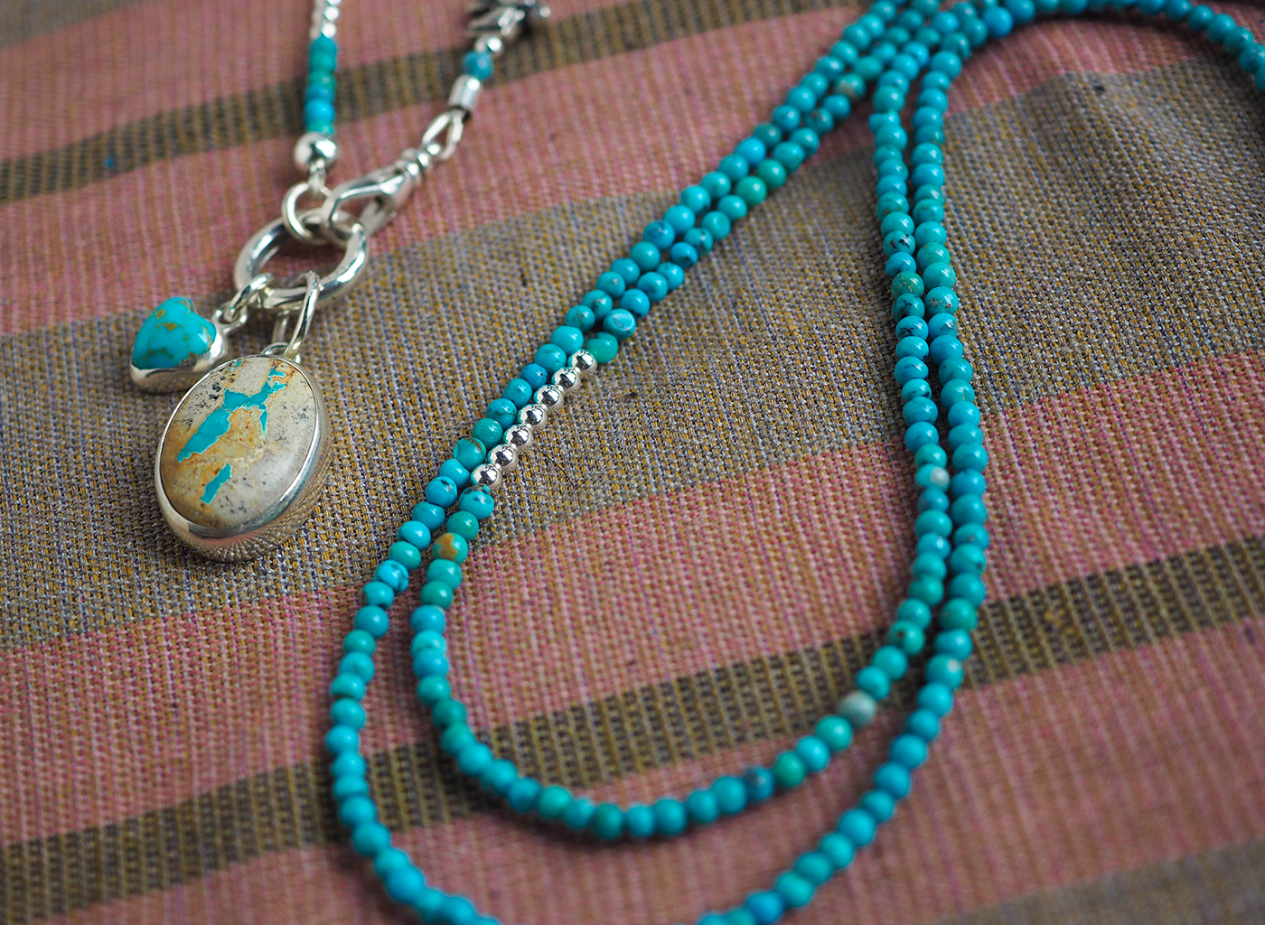 extra-long turquoise charm wrap necklace
