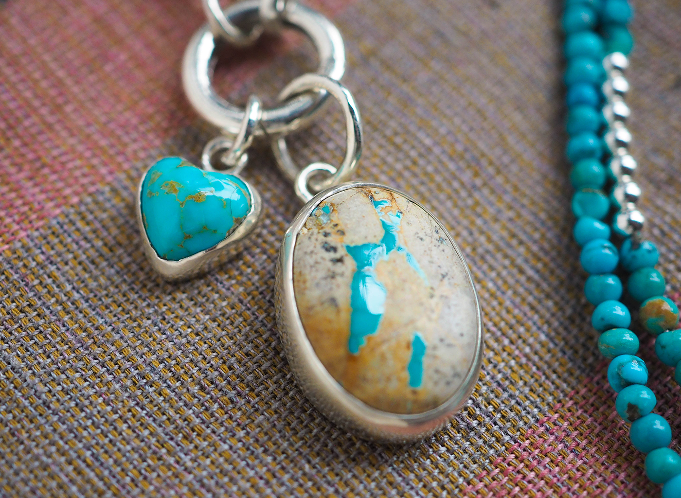 extra-long turquoise charm wrap necklace