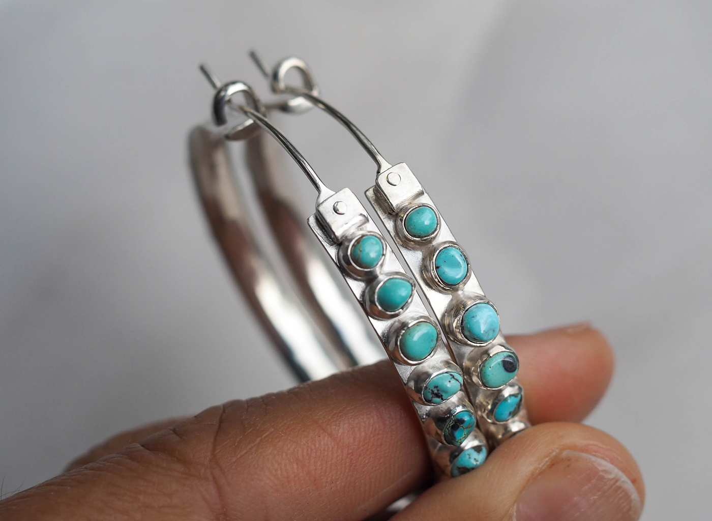 turquoise ombre hoop earrings