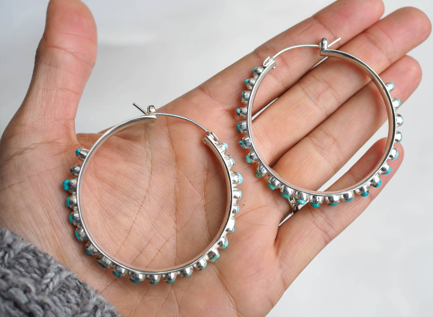 turquoise ombre hoop earrings